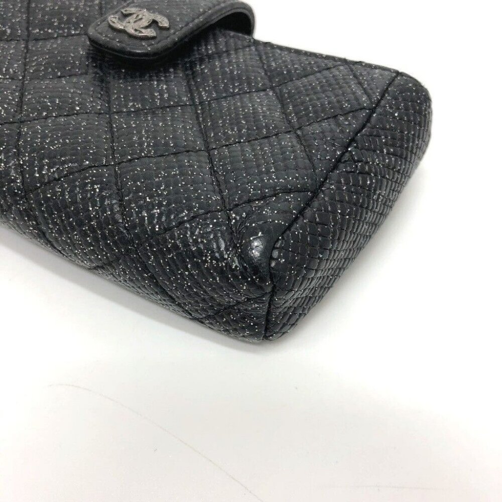 CHANEL CC Matelasse coin purse/Coin Compartment Pouch Leather Black/SilverHW - Picture 5 of 15